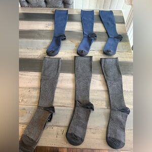 Blue and black color compression socks